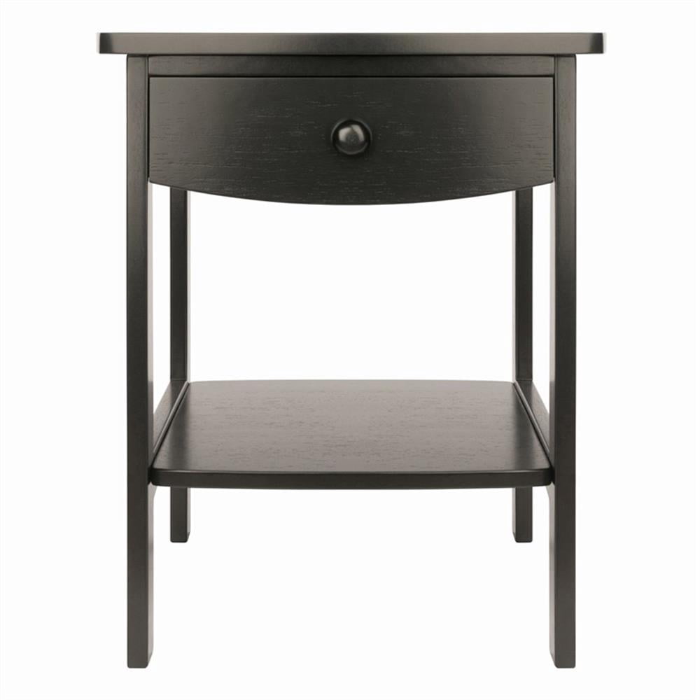 Winsome Claire Curved Nightstand, Accent Table, Black Finish