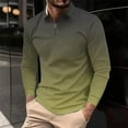 thumbnail image 2 of HOOMEUMY Men's Long Sleeve Gradient Ombre Golf Shirt Half Zip T-Shirt Comfortable Breathable Sport Shirts Tops Summer Ombre Gradient e_Army Green L, 2 of 5