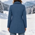 thumbnail image 3 of JOANKDMI Winter Wool Blend Pea Coat for Women Elegant Notched Lapel Single Breasted Mid-Length Trench Coat Casual Fall Office Dressy Outerwear Overcoat with Pockets, 3 of 7