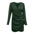 thumbnail image 3 of Dadaria Fall Wedding Guest Dresses Fashion Women V-Neck Long Sleeve Slim Fit Buttocks Irregular Dress Army Green XS,Women, 3 of 4