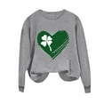 thumbnail image 4 of JTZGDY St. Patrick's Day Green Shirts for Women Cute Shamrock Heart Print Long Sleeve Crewneck Pullover Sweatshirts Fashion Holiday Graphic T-Shirts Trendy Cozy Outfit Clothes B-Gray XXL, 4 of 8
