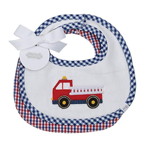 Mud Pie - Transportation Theme Set of 2 Baby Bibs - Fire Truck & Gingham