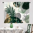 thumbnail image 2 of Abstract Emerald Green Kitchen Curtains 2 Panels 27.5W x 39H Rod Pocket Modern Minimalist Tropical Monstera Geometric Mid Century Aesthetic Decor Small Short Window Drapery Treatment, 2 of 6
