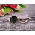 thumbnail image 3 of Milgrain Art Deco 2.25 Carat 6mm Round Cut Black Diamond Moissanite Engagement Ring On 10k Rose Gold Promise Ring Bridal Ring Set Halo Anniversary Gift, 3 of 5