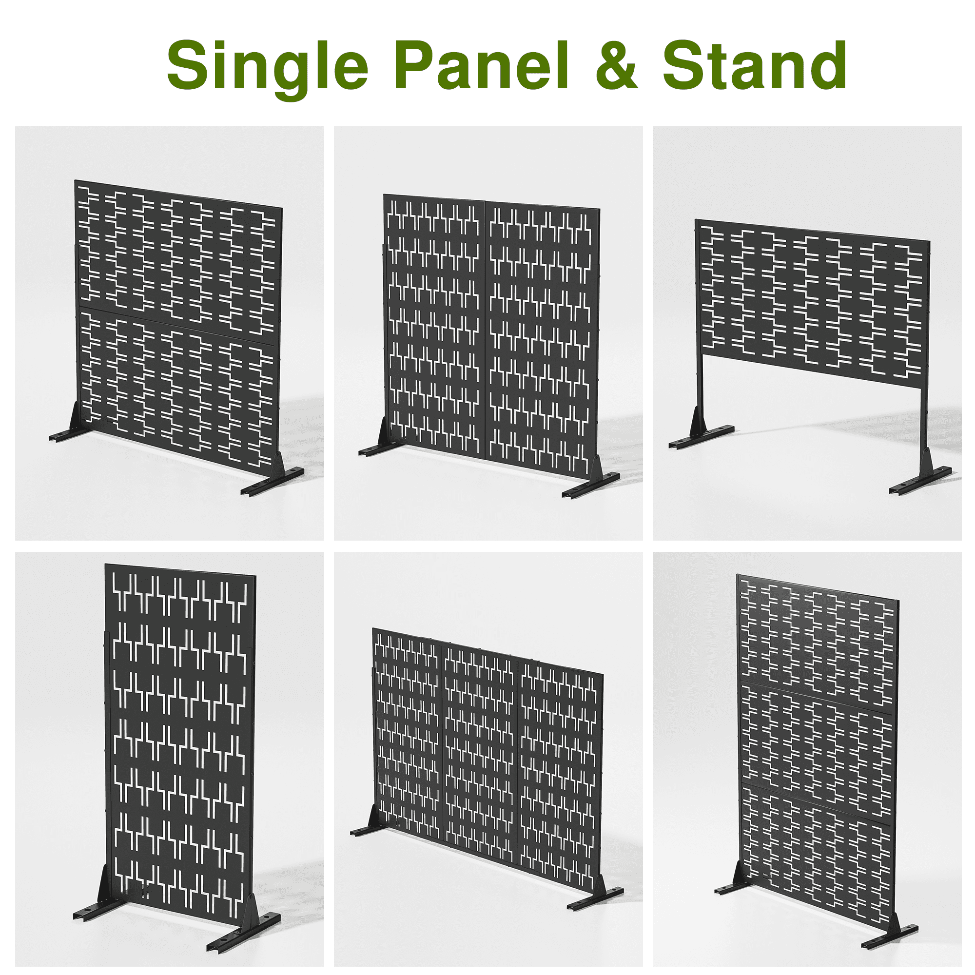 MAYEERTY 72×47" Outdoor White Metal Privacy Panel Screen for Backyard & Garden, Geometric Brick Pattern