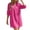 01 Hot Pink, variant on Bohemian Tassel Hem Beach Dress for Women Summer Loose V Neck Lapel A-Line Cover Ups Casual Mini Dresses