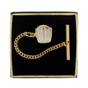 Two Tone Gold & Silver Tone Striped Textured Mens Tie Tac Tack Pin Gift Boxed