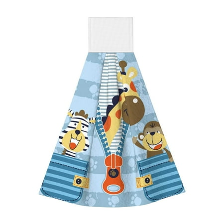 

Horeoi Giraffe Come Out From Zipper Print Coral Fleece Microfiber Hanging Hand Towel Absorbent Hand Towel Quick Dry Thicken Cleaning Cloths Wipes Rags for Kitchen & Bathroom
