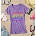 thumbnail image 3 of S4E Women's Love is Love Rainbow Gay Pride Slim Fit V-Neck T-Shirt X-Small Heather Purple, 3 of 4