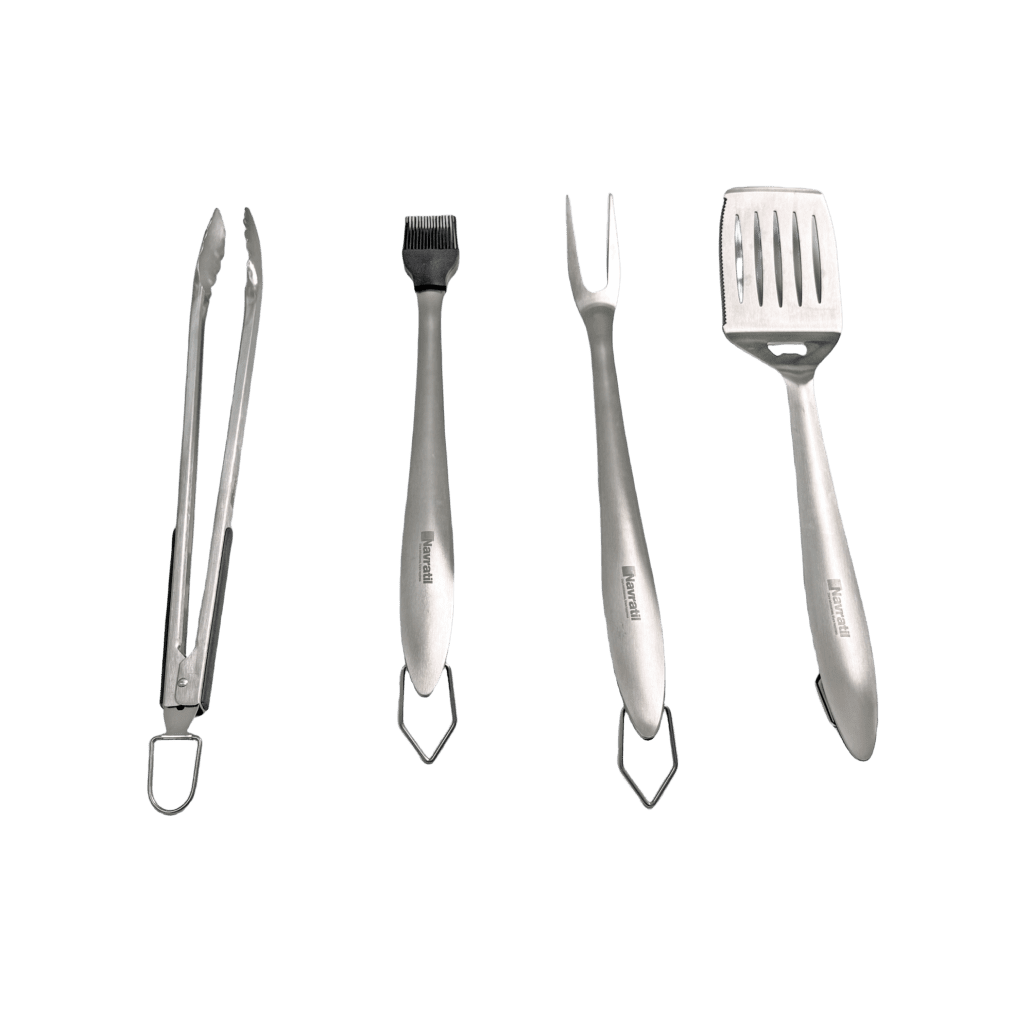 Heavy Duty Stainless Steel BBQ Tool Set with Spatula, Locking Tongs & Silicone Brush – Multi-Surface Grill Accessories for Gas/Charcoal – Perfect Gift for Dad or Chef