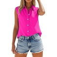 thumbnail image 2 of Seductiva Women Shirts Spring Savings Clearance Cotton Linen Shirts for Women Sleeveless Collared Tops Oversized Button Up Blouses Work Shirts Casual Summer Tshirt, 2 of 8