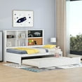 thumbnail image 3 of Euroco Wood Twin Size Daybed with Trundle and USB Ports, Captain Bed with Storage Headboard, Blackboard and Cork Board, White, 3 of 20