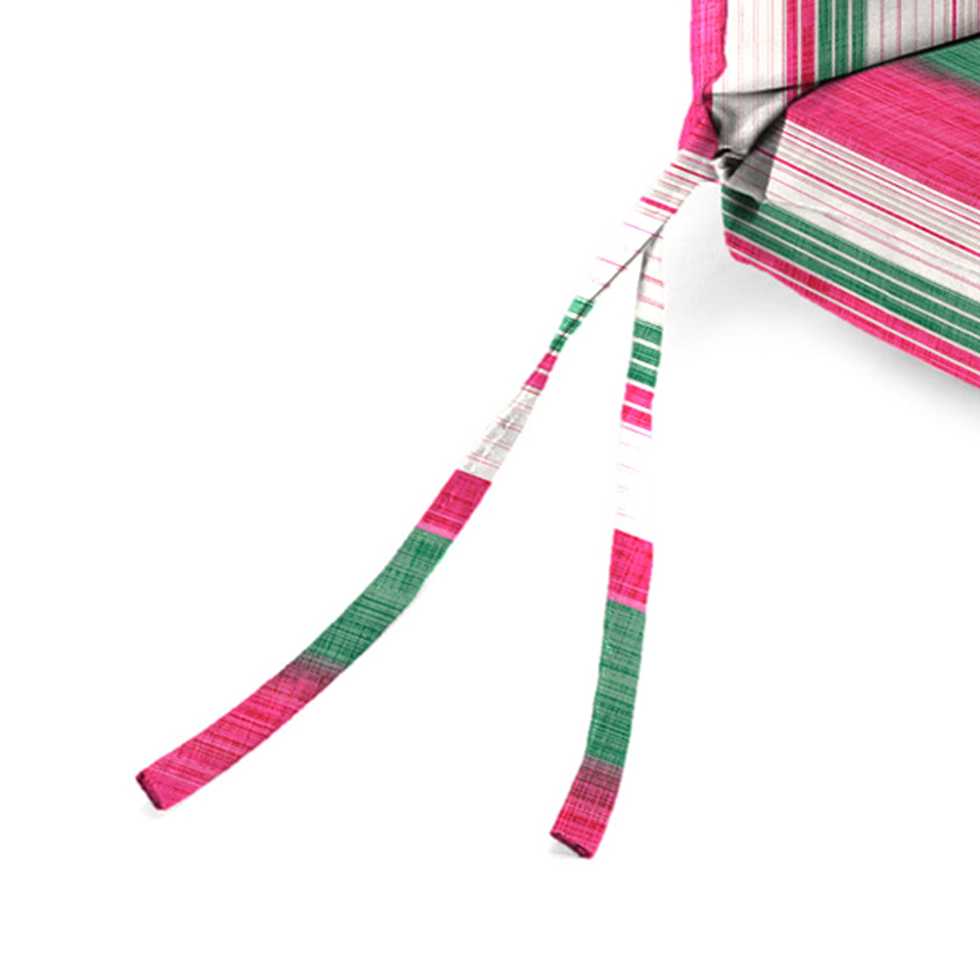 Jordan Manufacturing 44" x 21" Giden Cider Pink and Green Stripe Rectangular Outdoor Chair Cushion with Ties and Hanger Loop