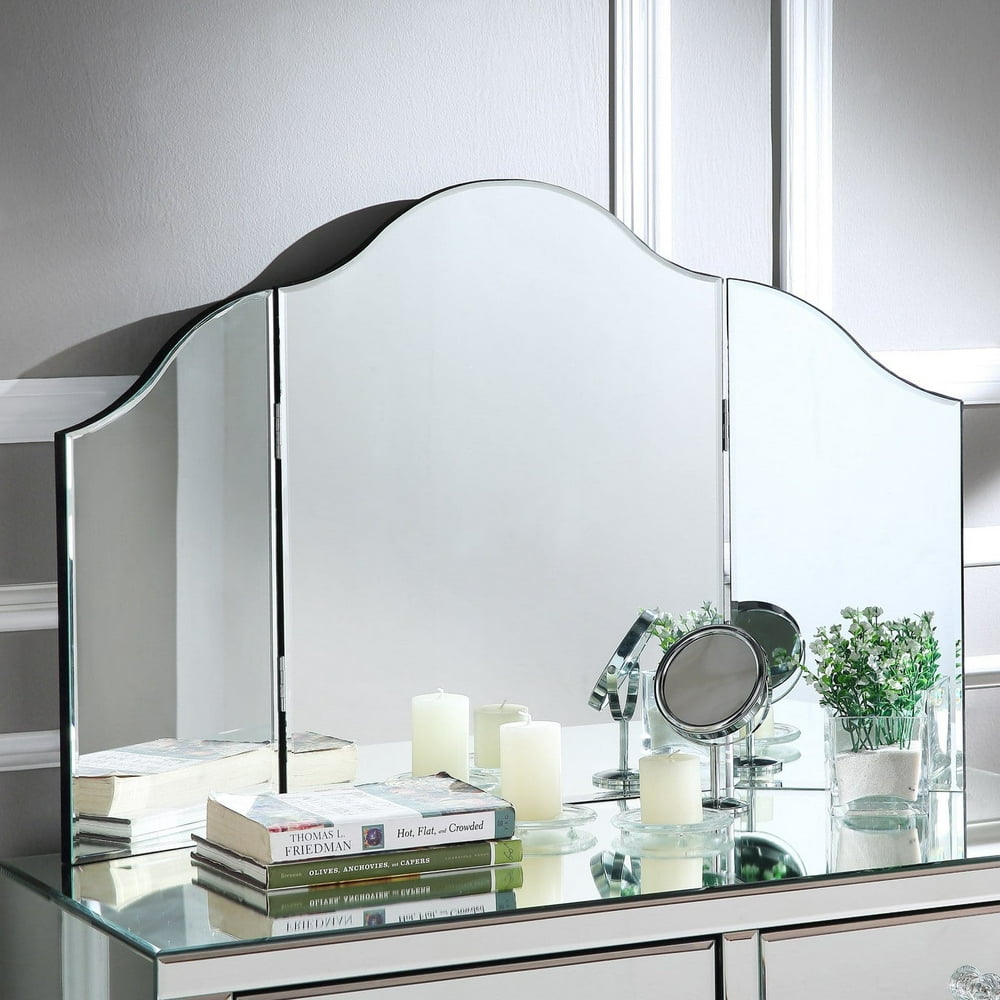 Inspired Home Liliana Frameless Trifold Tabletop Vanity Mirror 32.5W x 20.9H in.