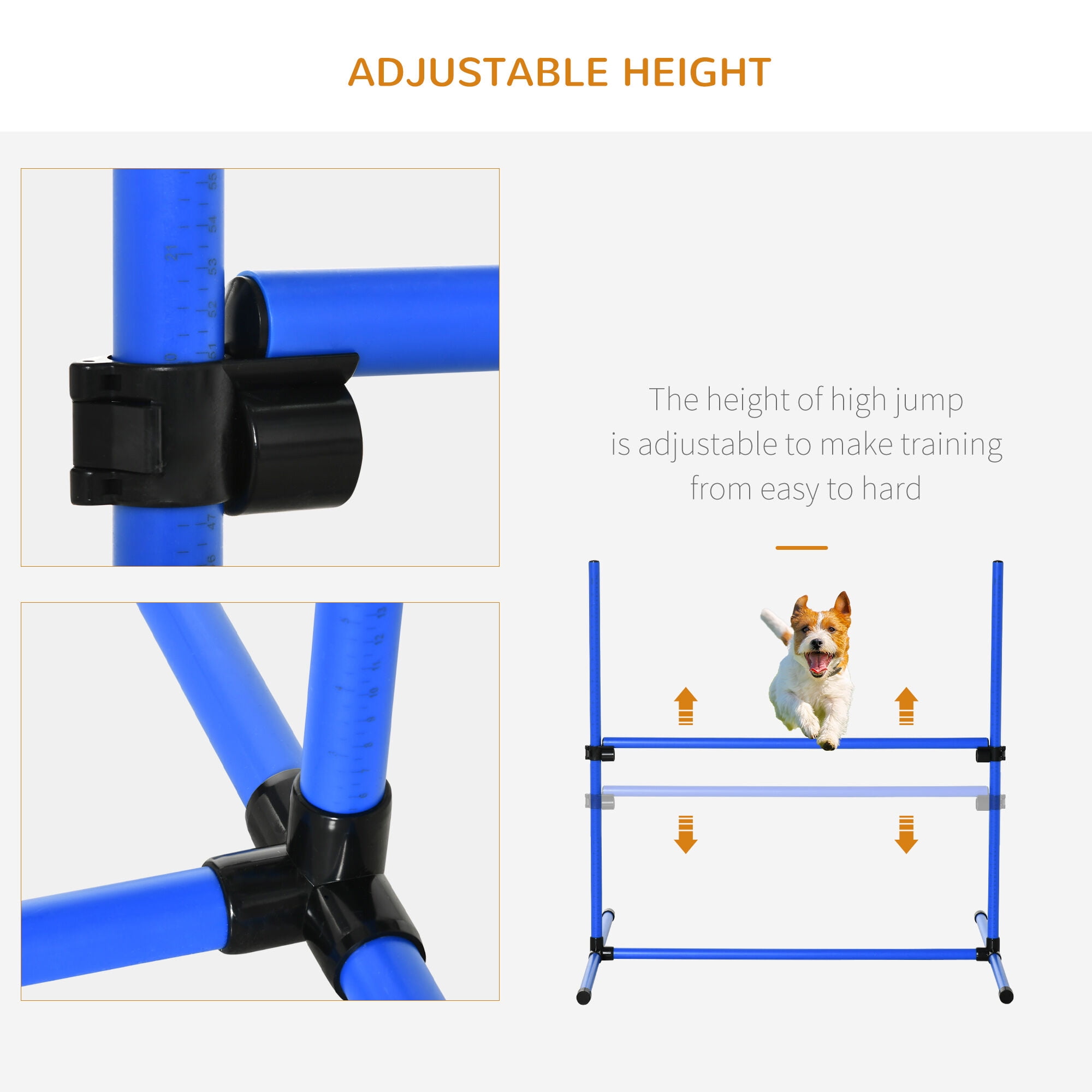 Orthopedic Dog Bed, PawHut 4 Piece Dog Agility Training Equipment for Dog Agility Course with Adjustable Height Jump Bars, Included Carry Bag, & Displacing Top Bar, Blue, Blue Dog Bed,Abs Cat Bed
