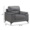 thumbnail image 5 of Mica 36 Inch Accent Chair- Dark Gray Top Grain and Faux Leather- Metal Legs, 5 of 6