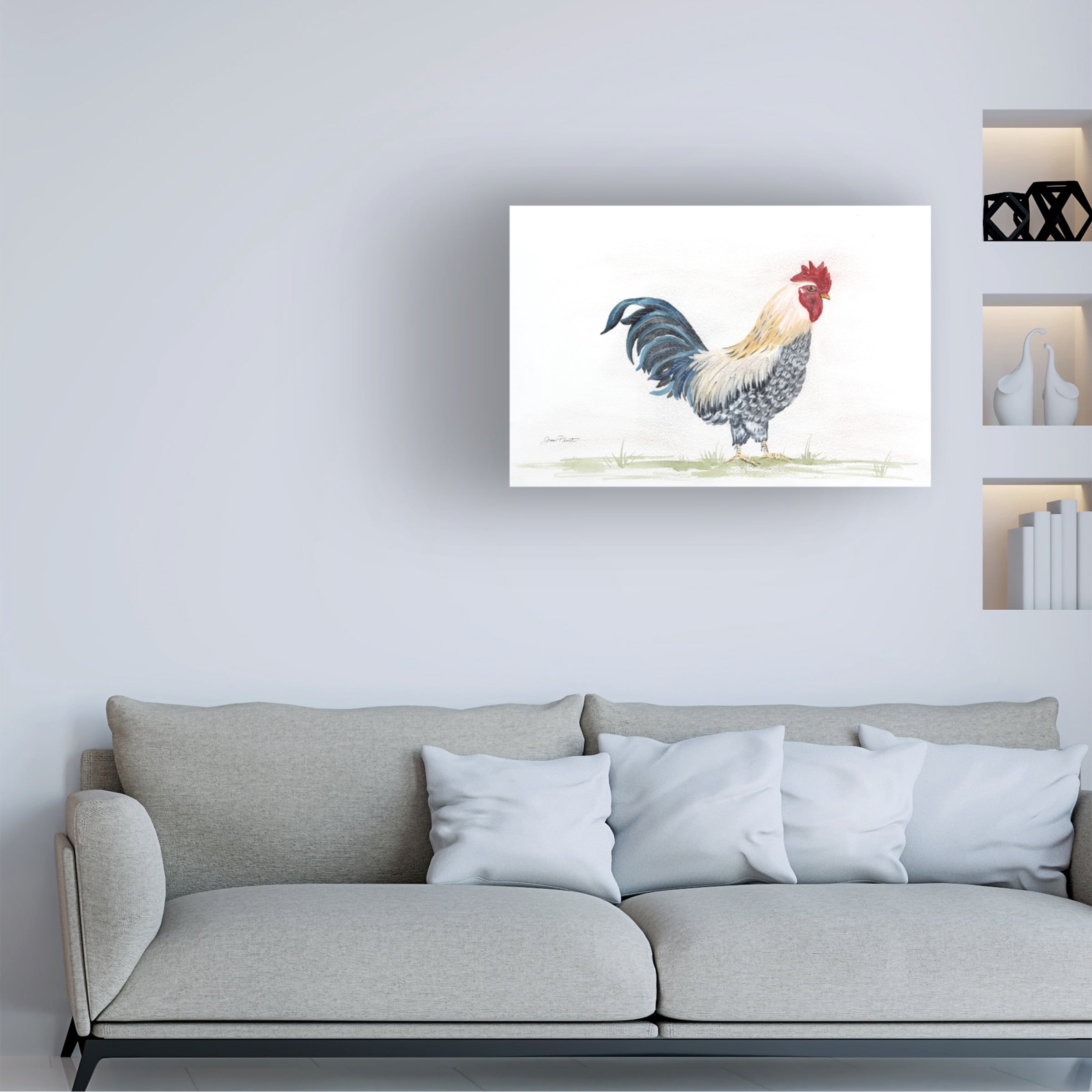 Jean Plout 'Rooster In Watercolor' Canvas Art