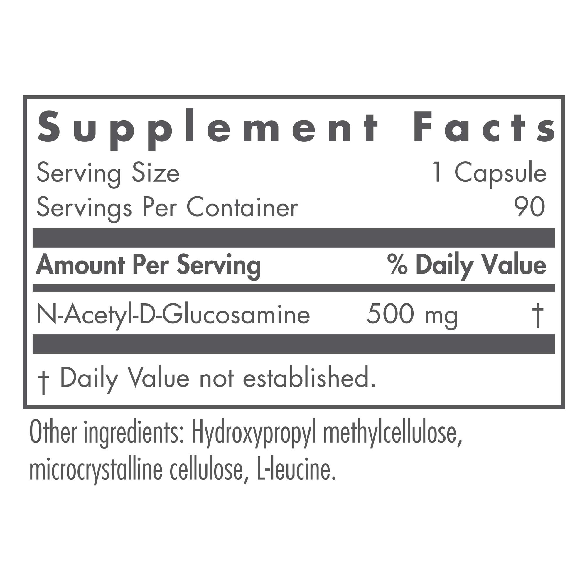 NutriCology N-Acetyl Glucosamine 500 mg - NAG Supplement Capsules - Connective Tissue & Gut Support - Vegan & Hypoallergenic - 90 Servings - 90 Capsules