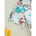 thumbnail image 5 of vera natura Kids Boys Summer Outfits Dinosaur Print Turn-Down Collar Short Sleeve Shirts and Shorts 2Pcs Clothes Set, 5 of 8