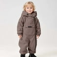 thumbnail image 2 of REDARER Winter Boys Lined Hooded Romper Jumpsuit Outfit Warm Lined Toddler Outerwear Cozy Playwear for Cold Weather,Size:3-4 Years, 2 of 9