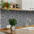 thumbnail image 2 of Mi Alma Black and White Tile Stickers Peel and Stick Tile Stickers 24 PC Set backsplash Tile Decals Bathroom & Kitchen Vinyl Wall Decals Just Peel Stick Home Decor (Flowers Tiles, 6x6 Inch), 2 of 11