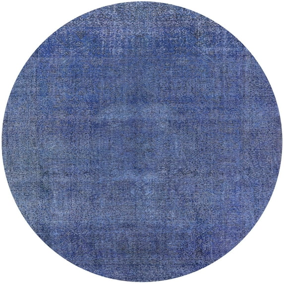 Ahgly Company Machine Washable Indoor Round Industrial Modern CornflowerBlue Area Rugs, 3' Round