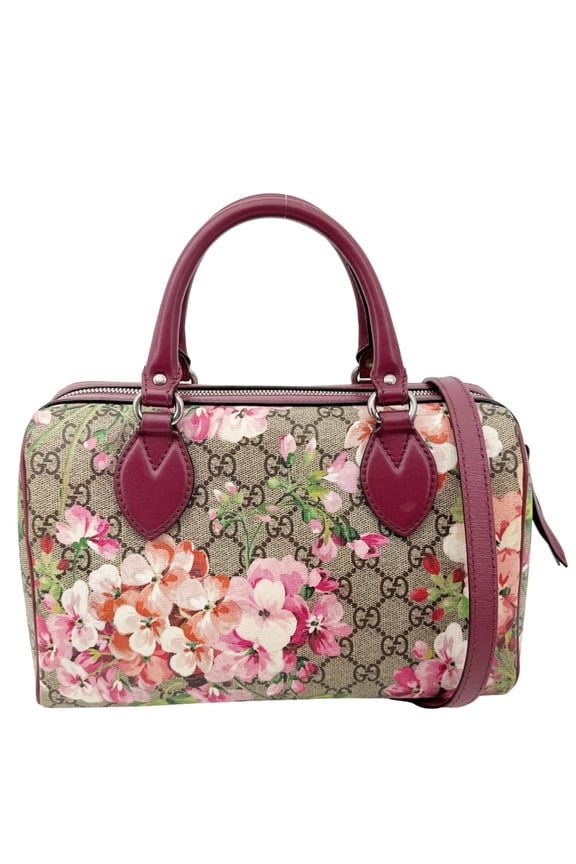 Pre-Owned Gucci GG Supreme Blooms Top Handle Boston Bag Beige 409529