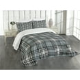 thumbnail image 3 of Ambesonne Checkered Quilted Bedspread Set 3 Pcs, Dark British Tartan, Queen Size, Seal Brown Dimgray, 3 of 5