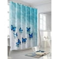 thumbnail image 3 of Coastal Shower Curtain, Ocean Butterfly Beach Bathroom Decor Curtains Set with Hooks, Aqua Dark Blue Waterproof Fabric Home Accessories， 60 X 72 Inch Long, 3 of 6