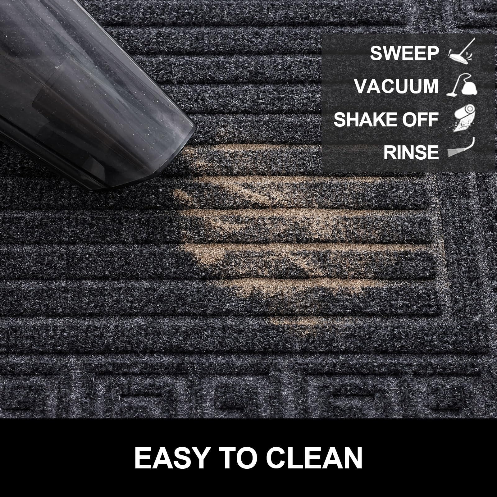 Buganda Outdoor Doormats, Heavy-duty Rubber Door Mats, Absorbs Moisture and Dirt Outdoor Mats, Low Profile Mats for Entry, 36"x24", Grey
