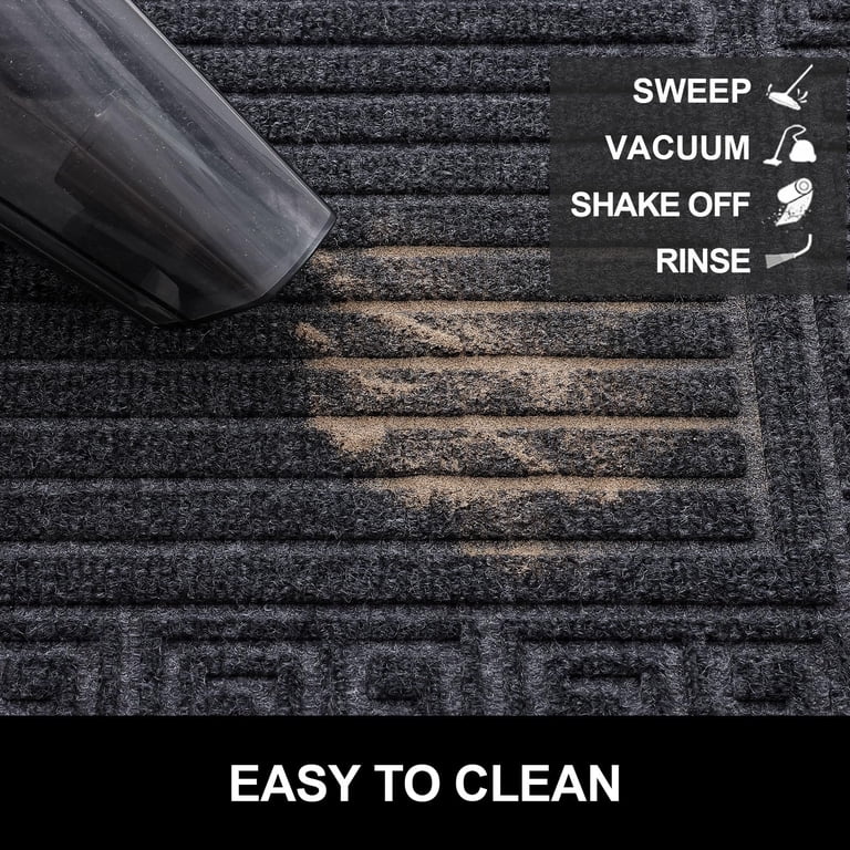 Buganda Outdoor Doormat, Heavy-Duty Rubber, 30x17 In., Grey photo 6