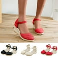 thumbnail image 7 of Xfvqtps Womens Wedge Sandals Flatform Espadrille Heel Close Toe Fold Ankle Buckle Casual Non Slip Breathable Summer High Heels Beige, 7 of 7