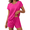 Rose Red, variant on Ekouaer Women 2 Piece Pajamas Set Short Sleeve Comfy Lounge Set Round Neck Tops and Shorts Pjs with Pockets