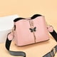 thumbnail image 2 of Bolsa de hombro de cuero suave lavado para mujeres, gran capacidad con cierre de cremallera múltiple, con concha, rosa, 2 of 9