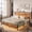 Rustic Brown, variant on melmine Metal Bed Frame King with Wood Headboard and Footboard Bed Frame with Storage & Charge Station & LED Light,Black