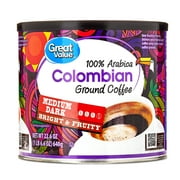 Great Value Colombian Medium Dark Roast Naturally Caffeinated Ground Coffee, 22.6 oz