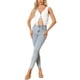 thumbnail image 2 of INSPIRAR CHIC Top sin mangas con lazo delantero para mujeres, blusa de tirantes con encaje en V, crop top XS blanco, 2 of 6