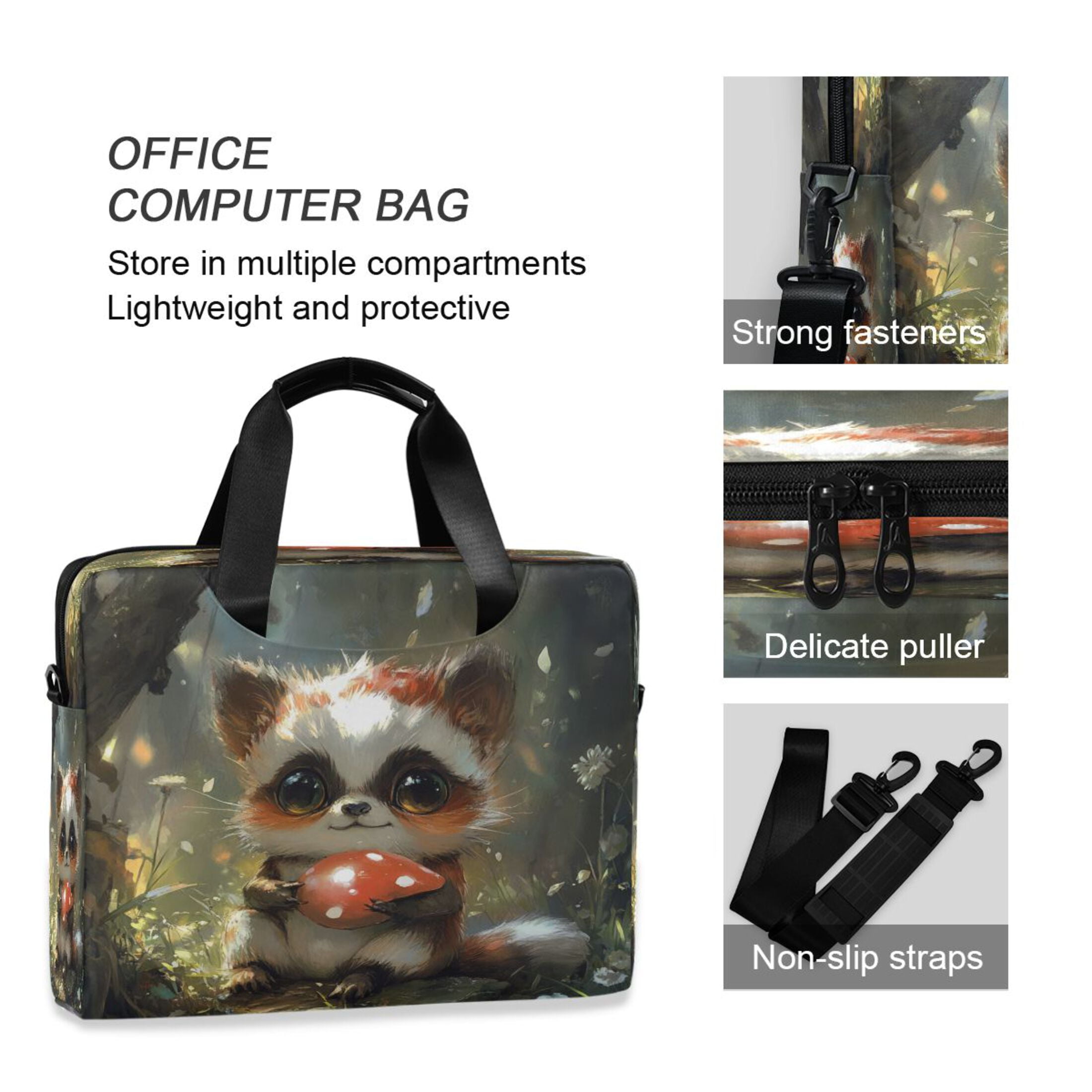 Laptop Bag Laptop Briefcase 15.7 x 3 x 11.8 Inches Laptop Bag Briefcases Laptop Storage Travel Laptop Bag Work Laptop Bag A Cartoon Raccoon