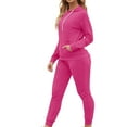 thumbnail image 3 of BXINGOHAI Womens Hoodie 2 Piece Sets Thin Fleece Solid Sweatsuits Long Sleeve Crewneck Sweatshirts and Casual Pants With Kangaroo Pocket Hot Pink,XL, 3 of 5