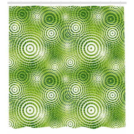 Abstract Shower Curtain Circular Round Shaped Inner Geometric Eco Abstract Shower Curtain Circular Round Shaped Inner Geometric Eco Wavelength Ilration Fabric Bathroom Set With Hooks Lime And Hunter Green White