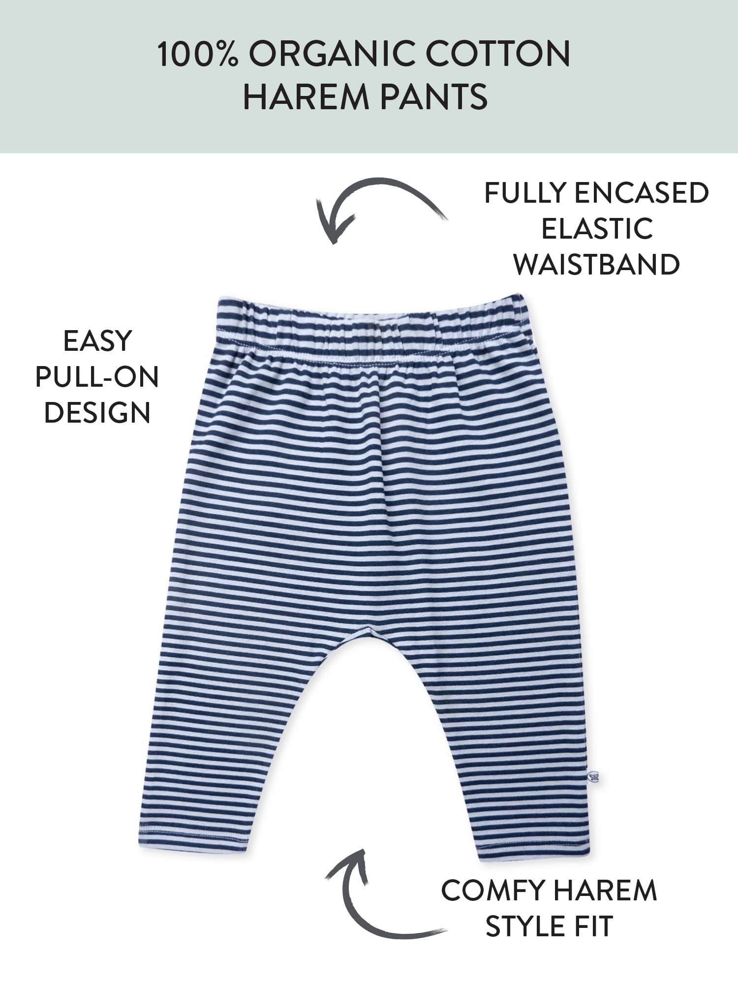 Honest Baby Clothing Organic Cotton Boy or Girl Footless Harem Pants, 2-Pack, Newborn to 24 Months