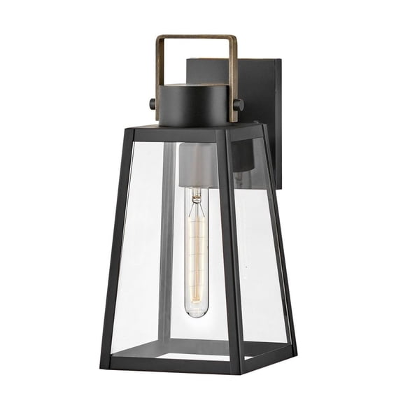 82000BK Lark Hugh - 1 Light Small Outdoor Wall Lantern In Transitional Style-15.25 Inches Tall and 7 Inches Wide-Black/Burnished Bronze Finish