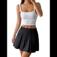 thumbnail image 3 of Falda de Tenis Plisada de Cintura Alta para Mujer y Niña, Estilo Escolar, Corte A Negro L, 3 of 10