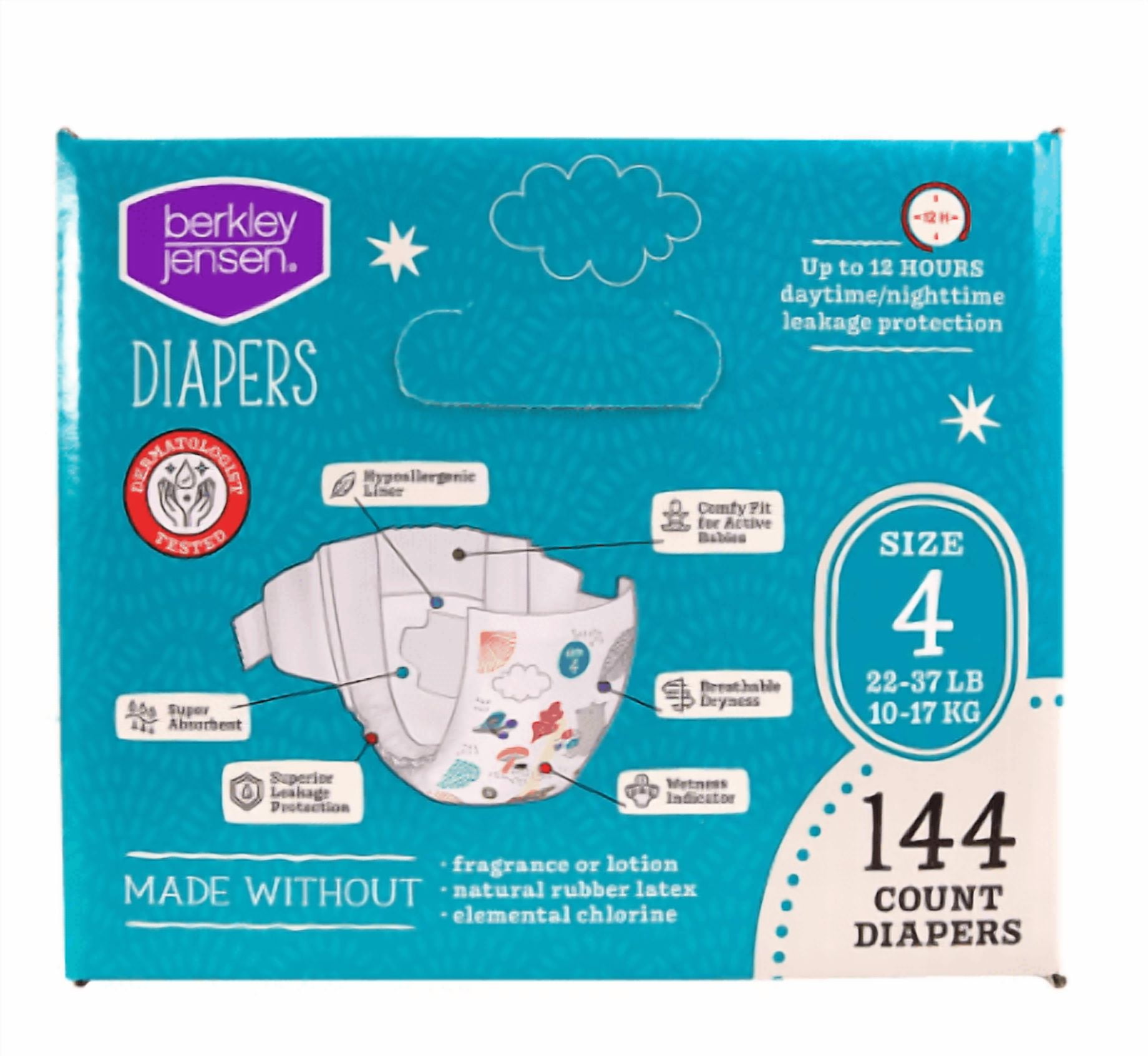 Berkley Jensen Diapers Size 4 (22-37 LB) 144 Count