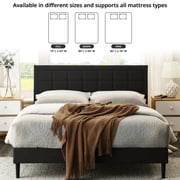إطار سرير معدني منجد من Modern Sleep Mornington، كوين، رمادي غامق
