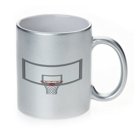 

KuzmarK Silver Sparkle Coffee Cup Mug 11 Ounce - Basketball Hoop