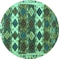 thumbnail image 1 of Ahgly Company Indoor Round Oriental Turquoise Blue Modern Area Rugs, 6' Round, 1 of 4