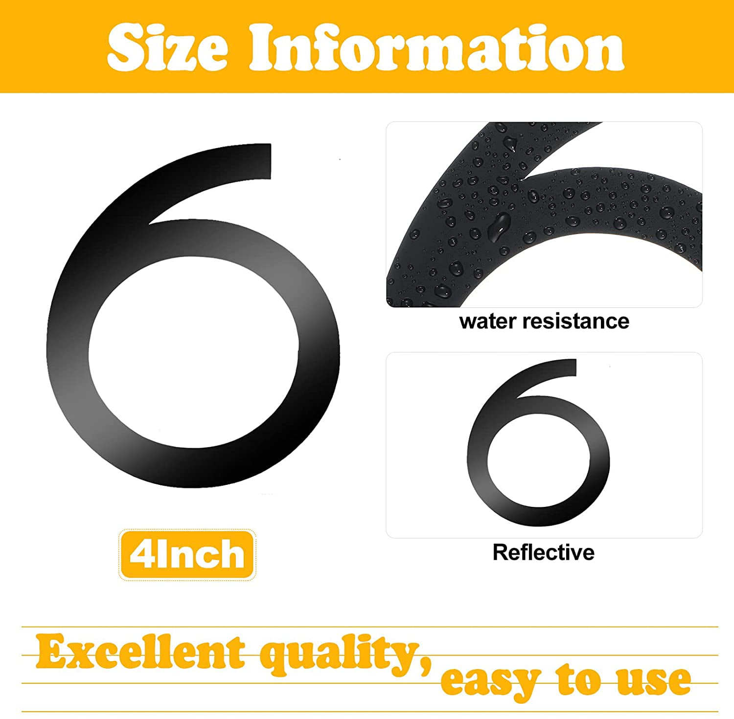Black,4 Inch Sign Car 60 Pieces Mailbox Numbers Stickers Reflective Self Adhesive Vinyl Waterproof 0-9 Number Cute Decal Stickers DIY Decorations for Mailbox Door Business Address Number