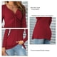 thumbnail image 5 of Blusa Anudada Delantera Camisa Mujer Cuello En V Manga Larga Camiseta Casual Color Sólido Jersey Tops Vino Rojo L, 5 of 6