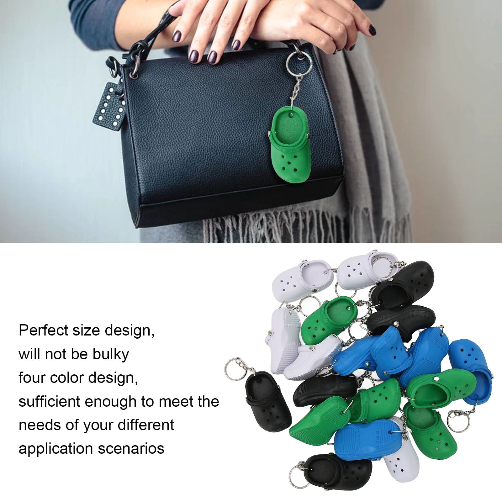 20 Pcs Cute Slipper Keyring Silicone Beach Hole Little Sandals Mini Shoe Key Ring Four Color for Decoration